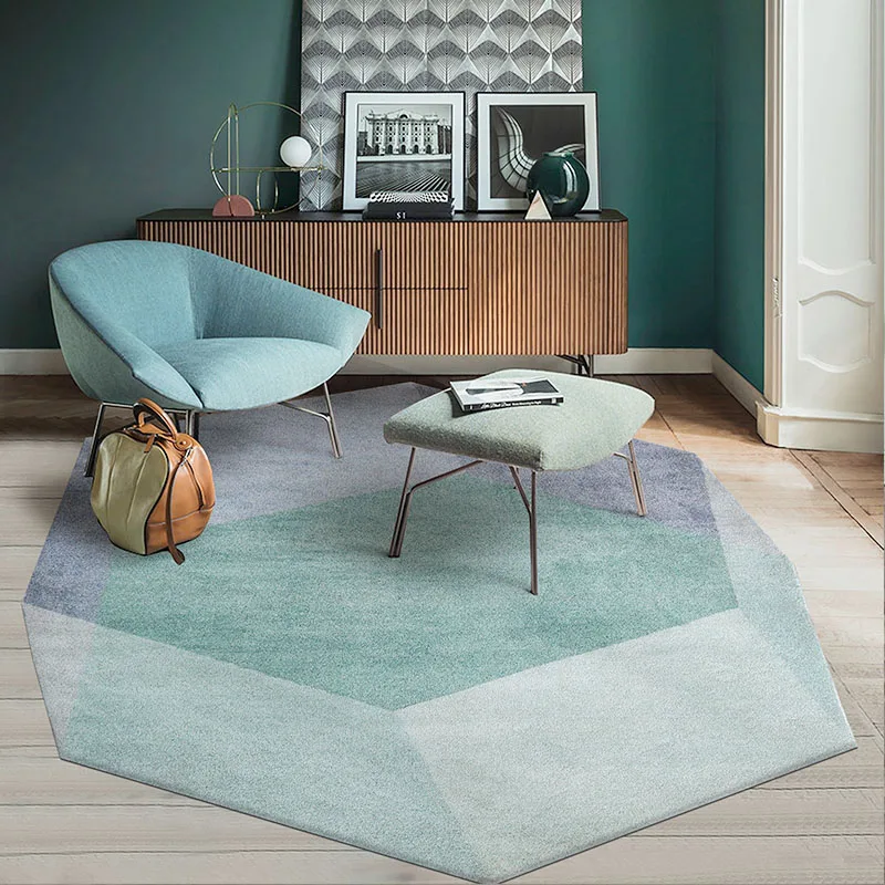 

Unique irregular geometric living room rug, Nordic big size bedside carpet, green mixed decoration office carpet ,ground mat