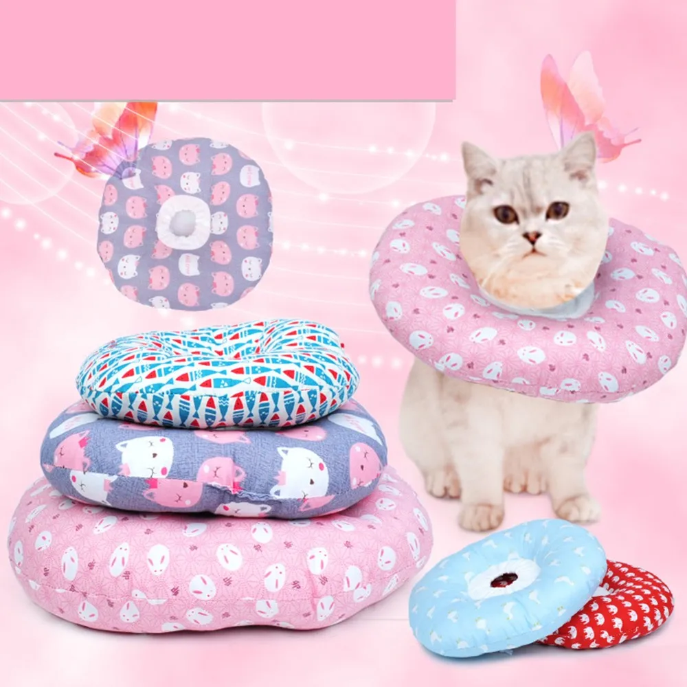 

Pet Cat Collar Cotton Elizabeth Protective Recovery Collar Light and Softfor Preventing Licking Wound Double Sides Available