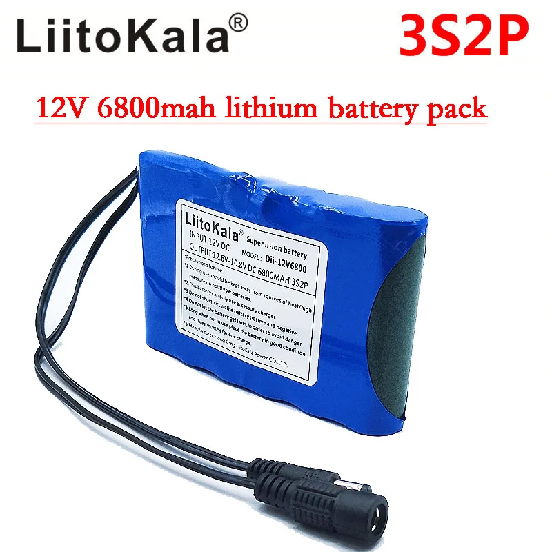  Liitokala Portable Super Rechargeable Lithium Ion battery pack capacity DC 12V 12.6v 6800mah batter - 32342489317
