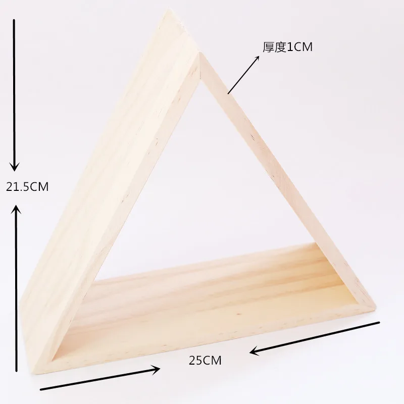 Ins в скандинавском стиле, деревянный треугольный каркас, стеллаж, домашний декор для цветов и детских игрушек, настенная подвесная полка 25*21,5*8,5 см - Цвет: no cross