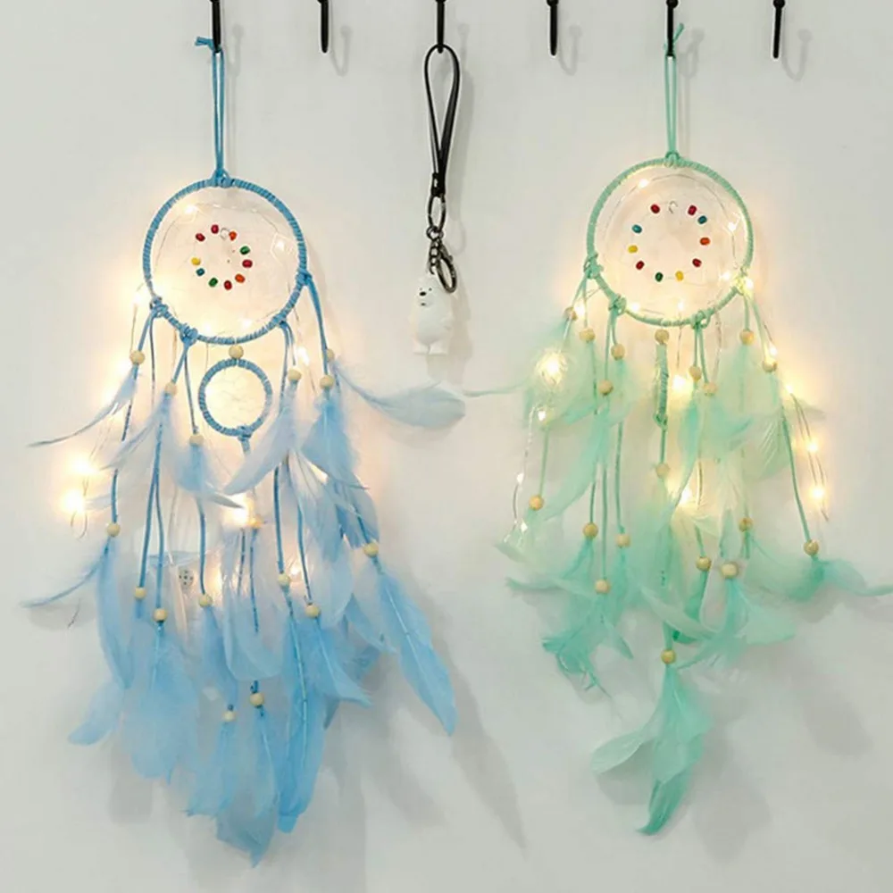 2-metros-20-Dream-catcher-pendurado-DIY-CONDUZIU-a-l-mpada-de-Ilumina-o-Pena-Artesanato (1)