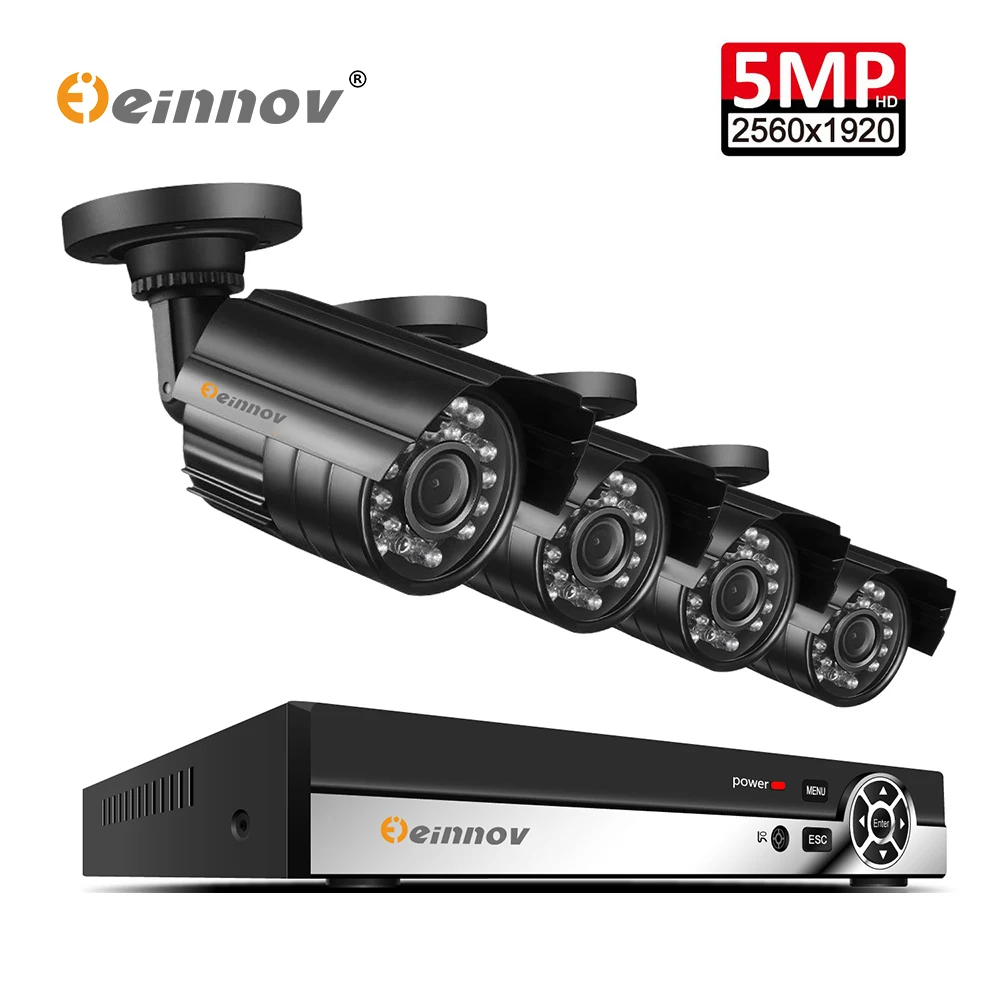 

Einnov CCTV camera System 4CH 5MP AHD security Camera DVR Kit CCTV waterproof Outdoor home Video Surveillance System 2TB HDD