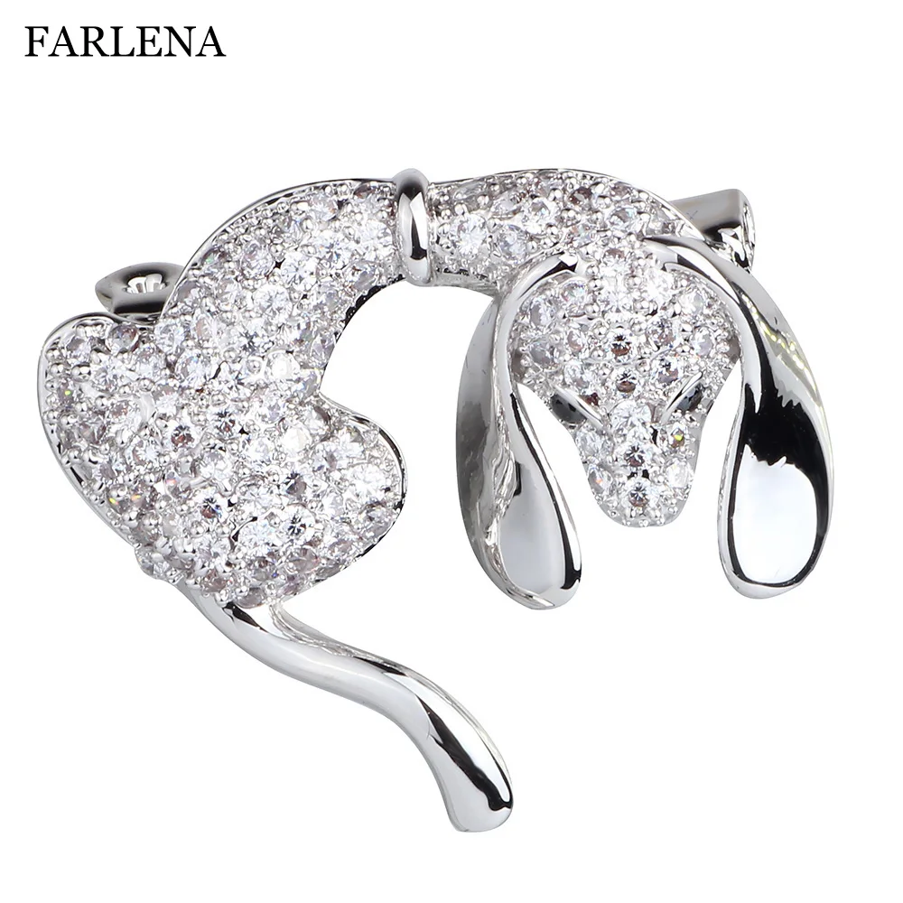 

FARLENA Jewelry Cute Dog Brooch pins for Women Dress Accessory Fashion AAA Cubic Zirconia Brooches