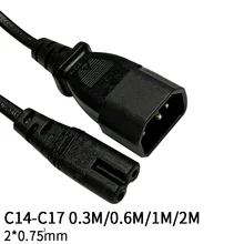 0,3 м 2*0,75 мм квадратный C14-C7 IEC C14 штекер C7 Женский шнур переменного тока удлинитель Шнур адаптер для PDU шасси