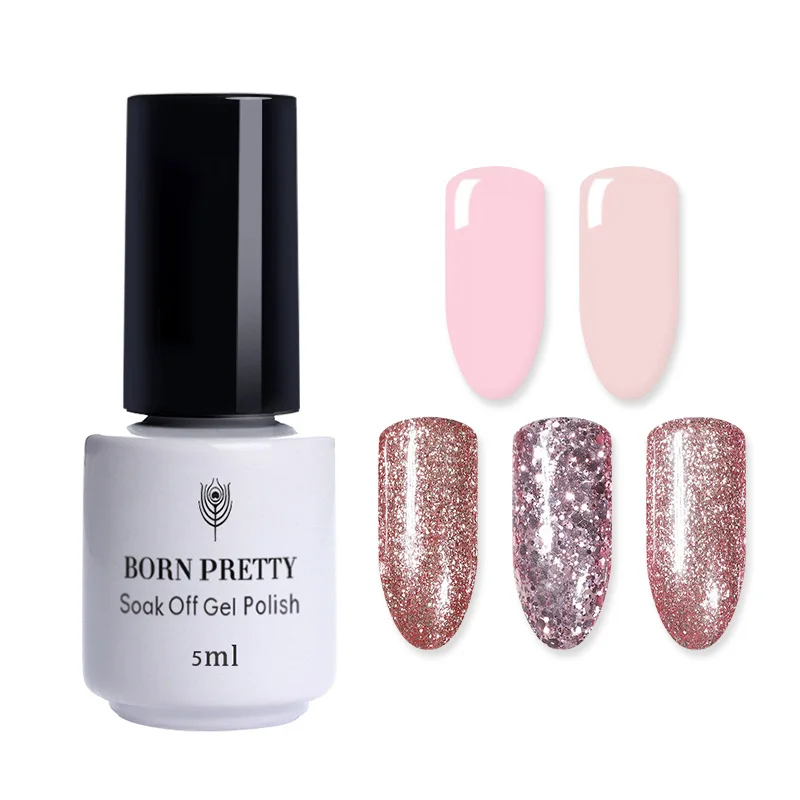 

2Pcs BORN PRETTY Rose Gold Nail Gel Set Glitter Shining Soak Off UV Gel Nail Art Gel Polish Varnish Lacquer Gel Lak 5ml