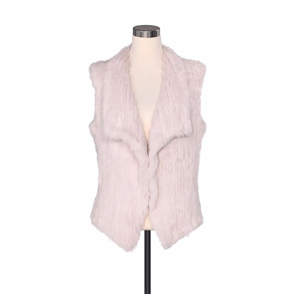 

ZY88037 2016 Hot Sale Real Knitted Rabbit Fur Turn Down Collar Vest Genuine Rabbit Fur Solid Fashion Women Waistcoat Gilet