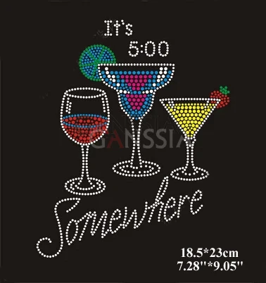 

2pcs/lot Colorful cocktail hotfix rhinestone Heat transfer design rhinestone motif Embellishment garment accessories(ss-4125)