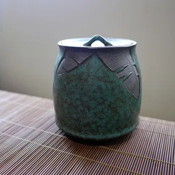 

Creative Tea Caddies Coarse Pottery Vintage Teaware Accessories Tea Leaves Storage Jar Dried Fruit Beans Seal Cans Decoration