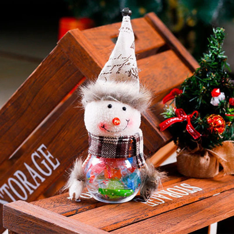 1Pcs Plastic Candy Jar Christmas Theme Small Gift Bags Christmas Tree Ornaments Christmas Crafts Home Party Decorations