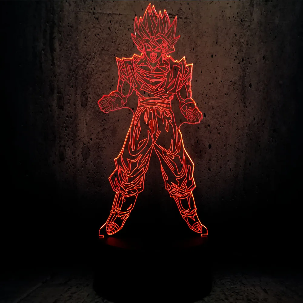 Супер Saiyan Kakarotto супер Сон Гоку Жемчуг дракона 3D настольная лампа Luminaria LED ночник