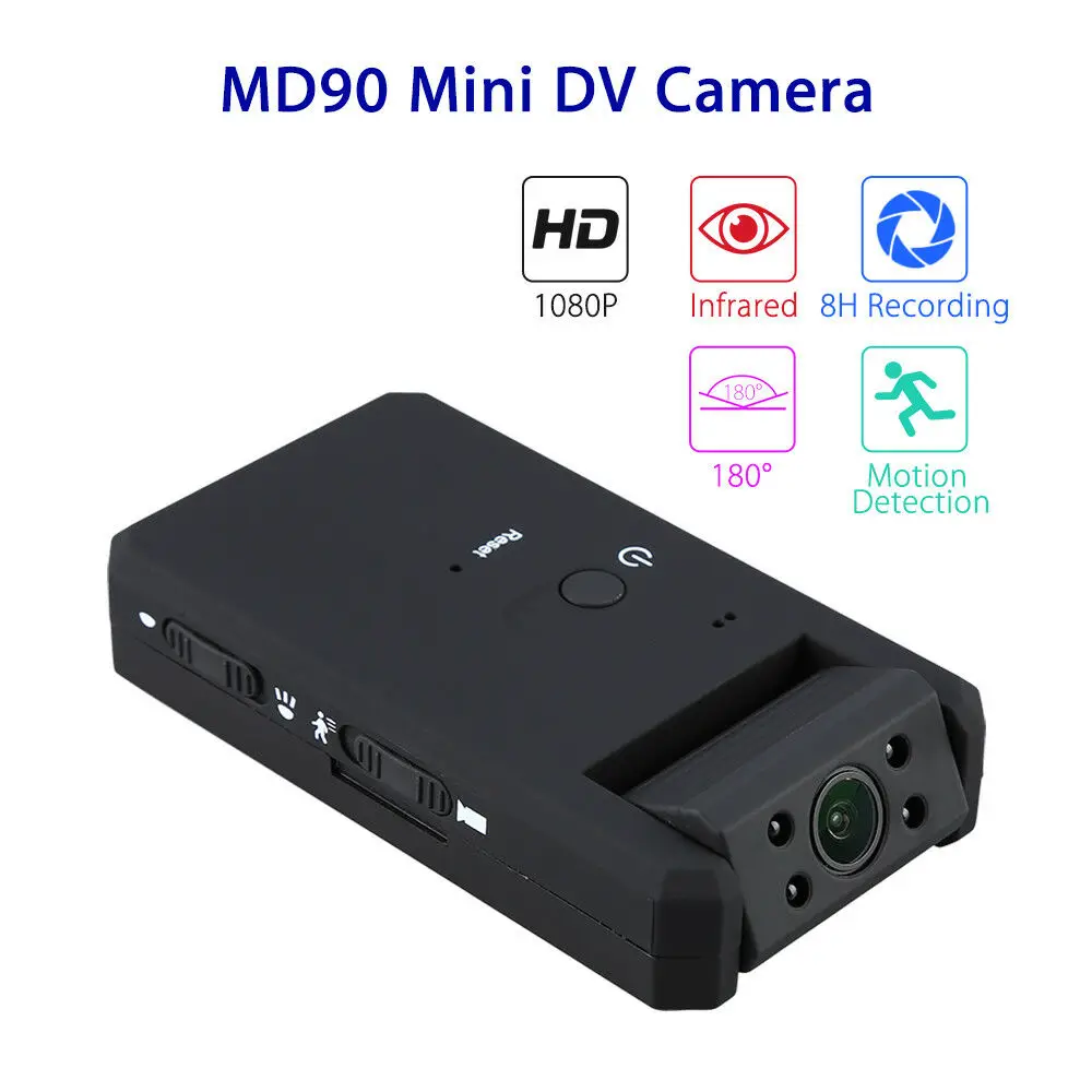 MD90 мини DV камера Черный 1080P инфракрасное ночное видение видеокамера 180 градусов