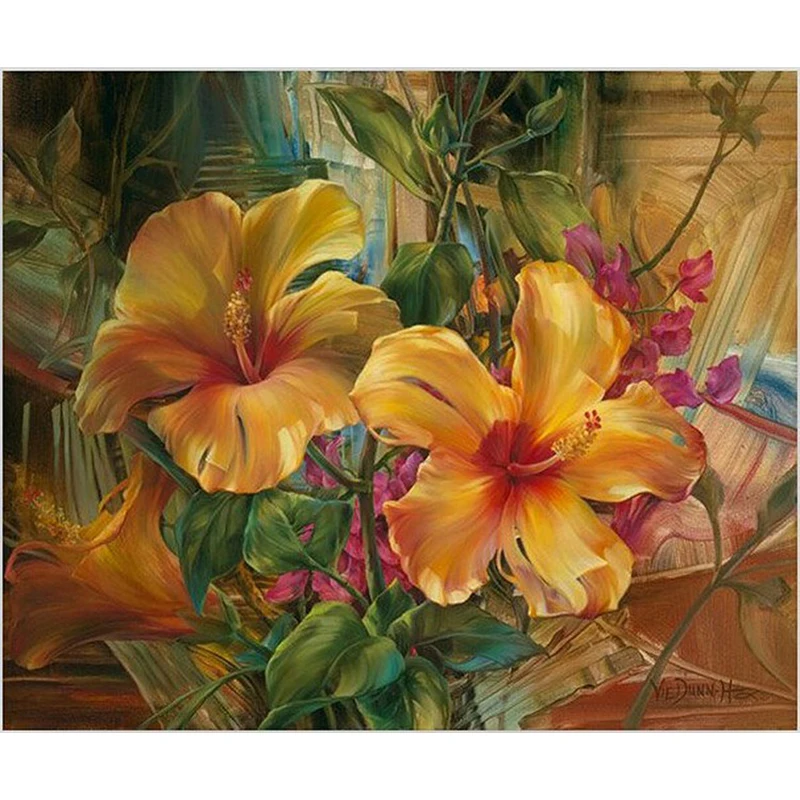 

Artsailing DIY Painting By Numbers Yellow Fuso Flower Picture By Numbers Kit Coloring On Canvas Elegant Wall Art Painting NP-122