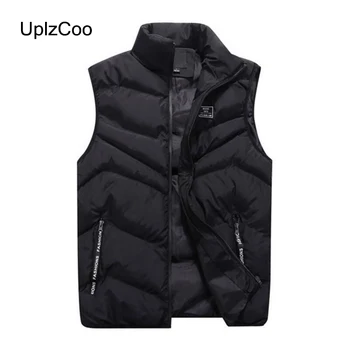 

UplzCoo 2019 Men's Vest Winter Men Jacket Sleeveless Solid Zipper Army Male Slim Fit Waistcoat Winter Coat Large Size 4XL FM139