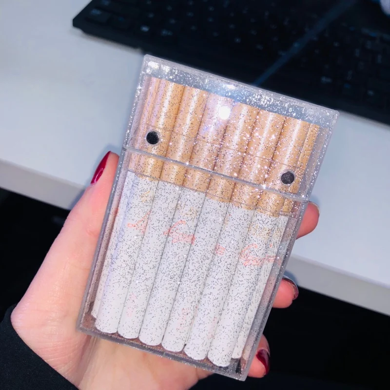 

Fashion Colorful Cigarette Box Flashing Fine Transparent Crystal Smoke Case Magnet Automatic Glitter Ultra-thin Girlfriend Gift