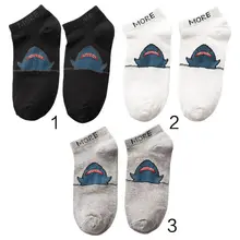 Harajuku Для женщин девочек милый мультфильм Акула печати с открытым носком короткие носки-башмачки буквы ребристые манжеты хип-хоп Повседневное хлопковые чулки