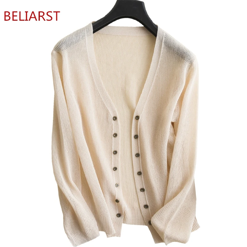 

BELIARST 18 Knit Cardigan Women Short Summer Thin Ice Silk Jacket Small Shawl Sunscreen Outer Air Conditioner Shirt Loose