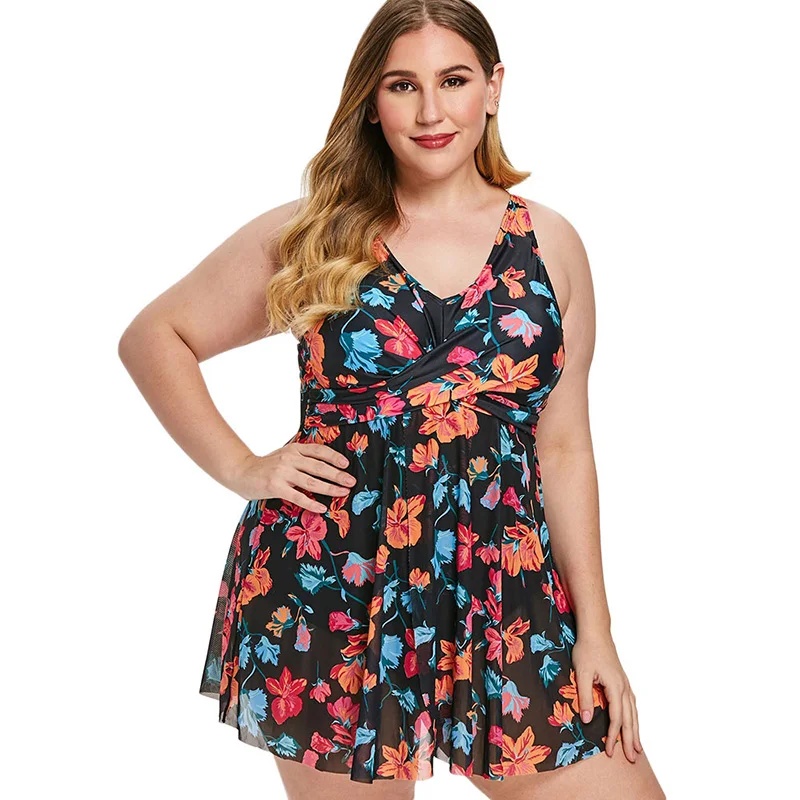 

Plus Size Floral Print Mesh Monokini Women Bathing Swim Suit Swimsuit Big Size Tankini Set 5XL 4XL 3XL Beachwear XXXL Swimwear
