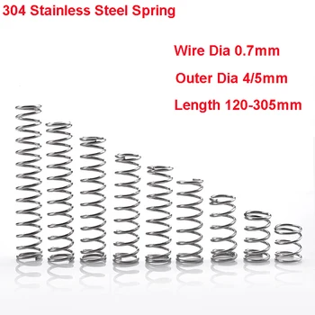 

2PCS Y Type Spring 304 Stainless Steel Pressure Spring Wire Dia 0.7mm Outer Dia 4/5mm Length 120-305mm