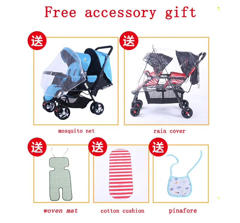 Double baby Stroller for Twins Omni-directional Wheels Half Lying Twin Baby Stroller Baby Double Jogging Stroller 360 Degree