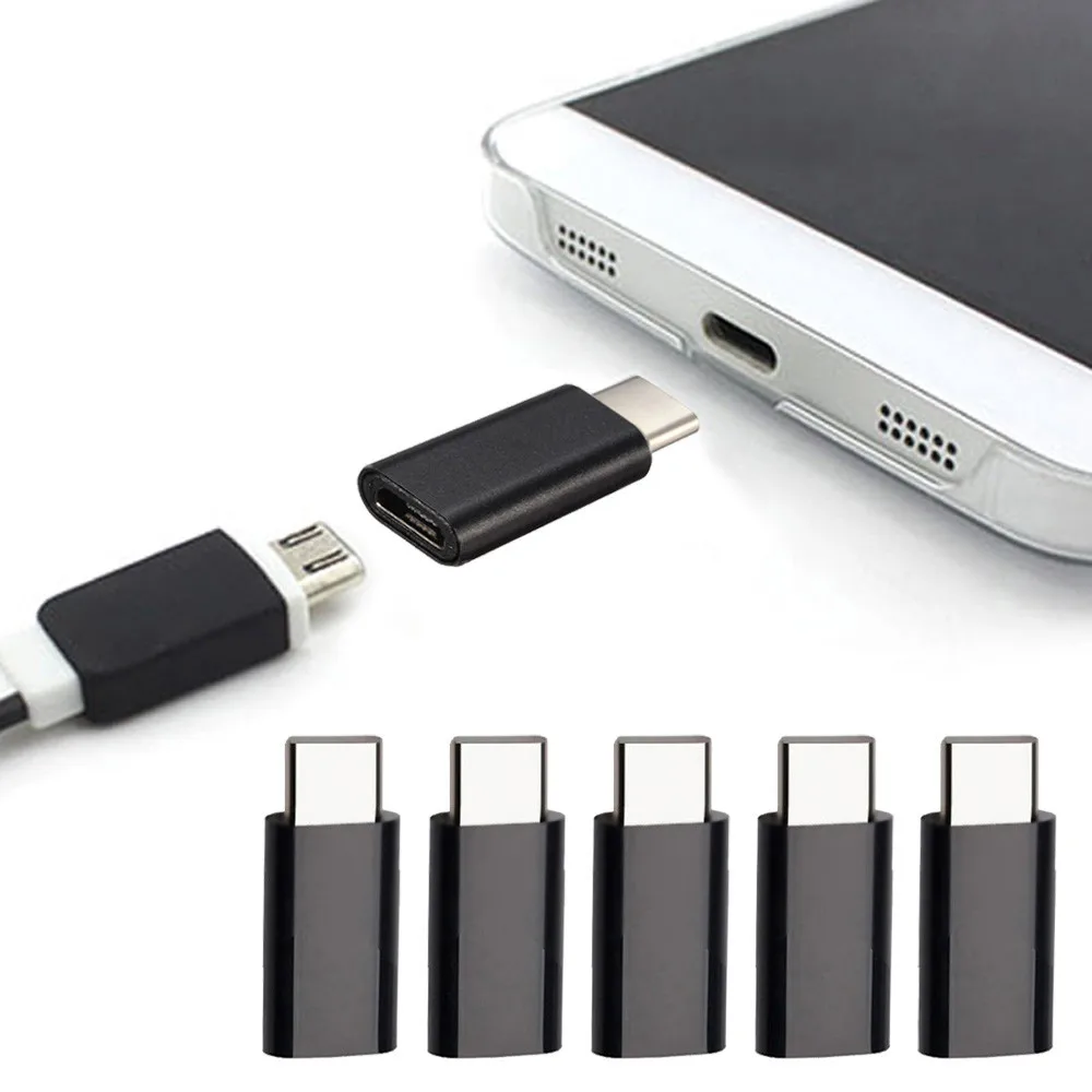 Лидер продаж, черный, 5 шт./лот, USB 3,1, type-C, штекер, Micro USB, Женский конвертер, USB-C, адаптер, тип зарядного устройства, конвертер# UO