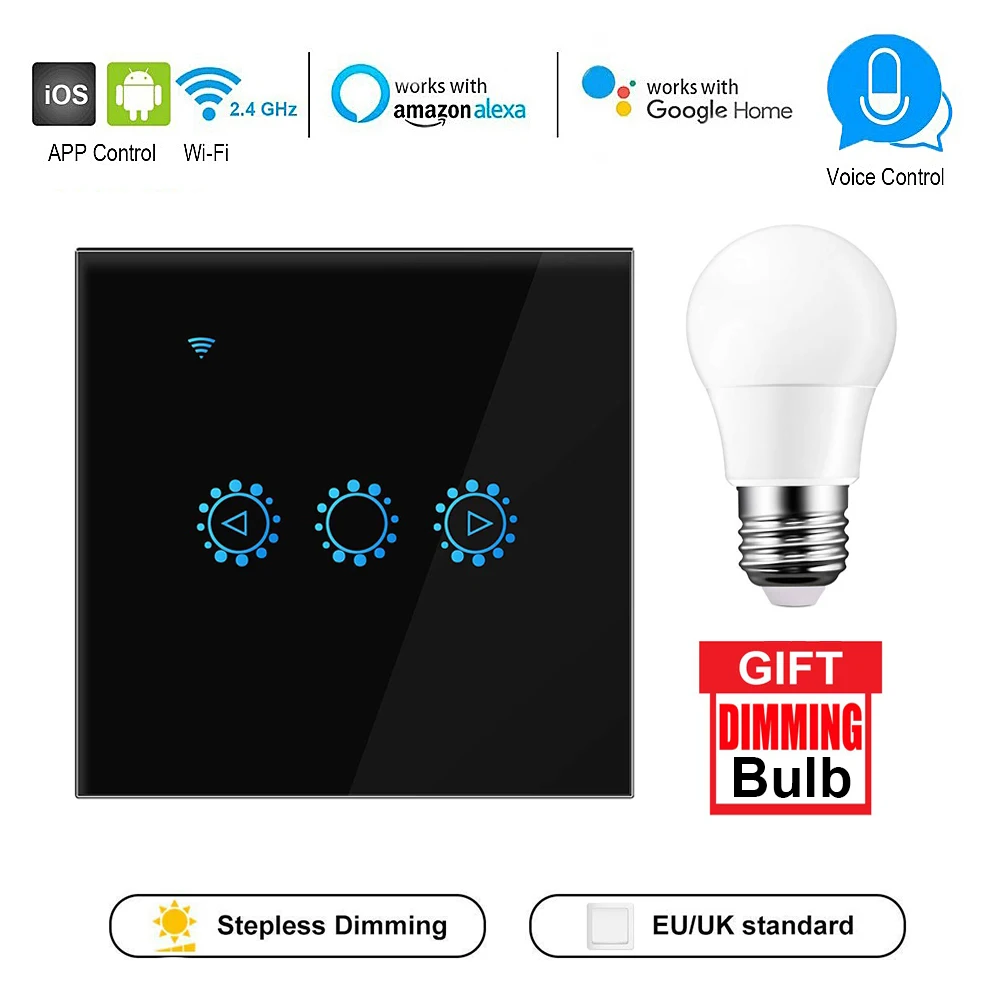 

Led light Dimmer 250v Smart Wifi Switch Touch Control Stepless Dimmer bulb Voice Control Works With Amazon Alexa Google Ewelink