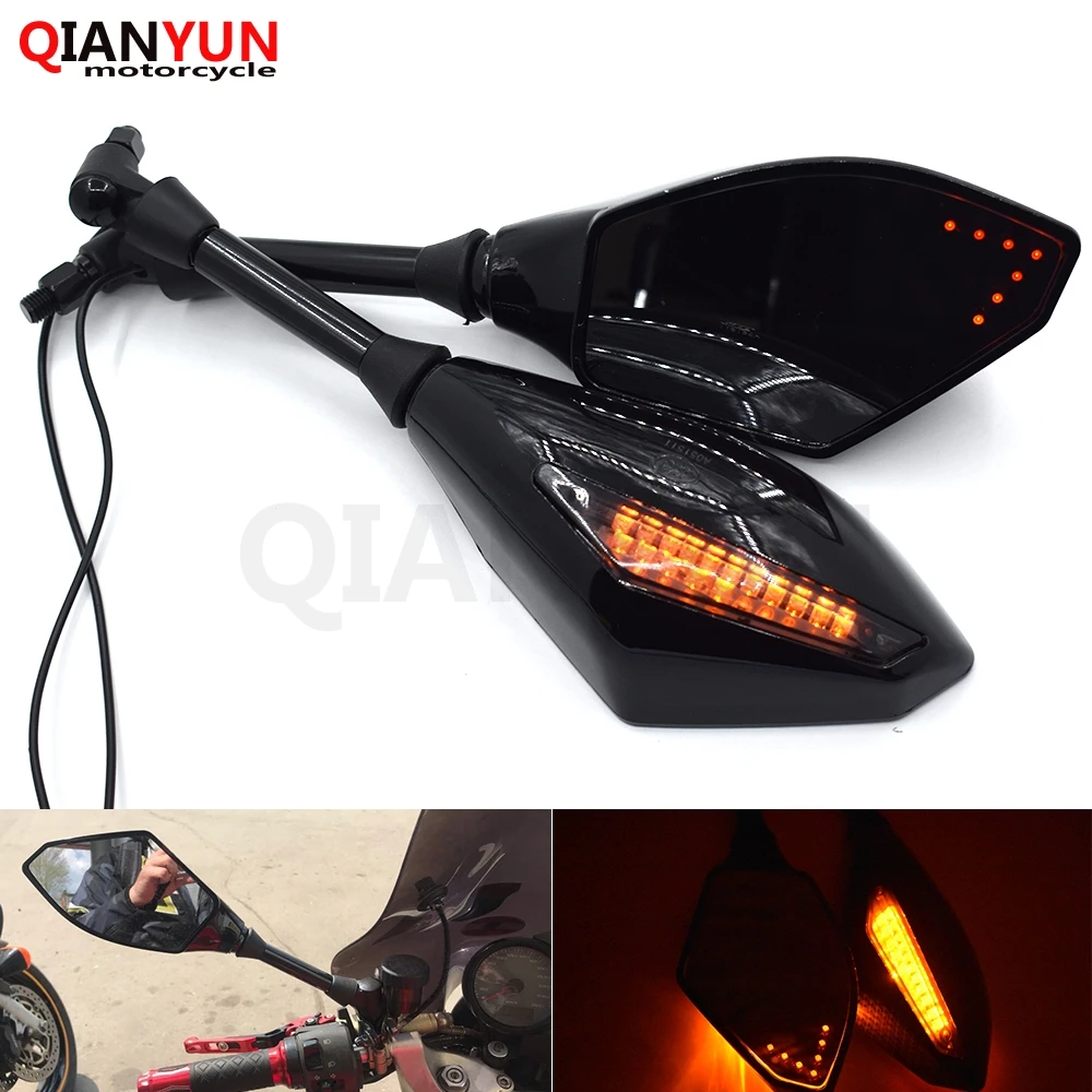 

Universal 10 mm motorcycle LED turn signal rear view mirror side mirror for Kawasaki ZX636 ZX10R Z1000 Z750R Z1000SX NINJA 1000