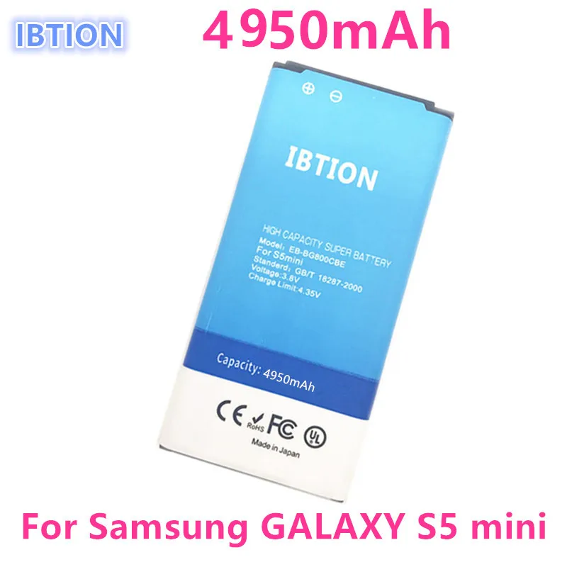 

4950mAh IBTION EB-BG800BBE EB-BG800CBE Battery for Samsung Galaxy S5 mini SV Mini s5mini G870 SM-G800F SM-G800H G800 G870A G870W