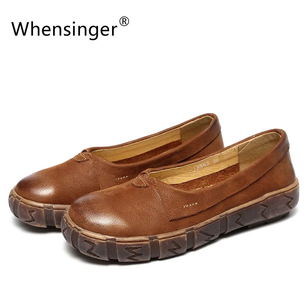 

Whensinger - 2018 Spring New Arrival Women Shoes Genuine Leather Flats Slip-On Design 8563