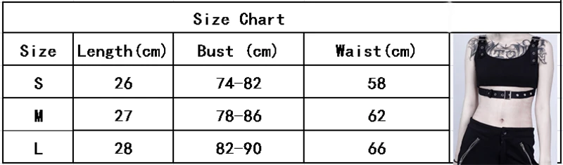 Женский Готический кроп топы панк черный топ сексуальный топ вечерние Клубные майки без рукавов жилет уличная Пряжка Одежда Лето