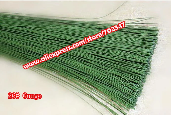 Big Order Big Discount!! 600pcs X 26# Gauge Green Paper Covered Floral Stem Wire 23.6" in Green and White   *Free Shipping*