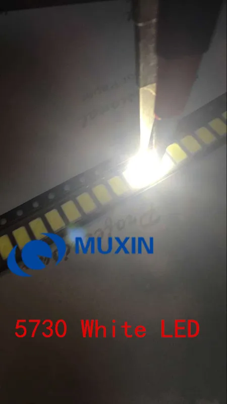 50 шт./лот 5730 Φ 50-55 лм 6500K белый свет SMD 5630 Светодиодные лампы с чипом (3 2 v-3 4 v) | Лампы и