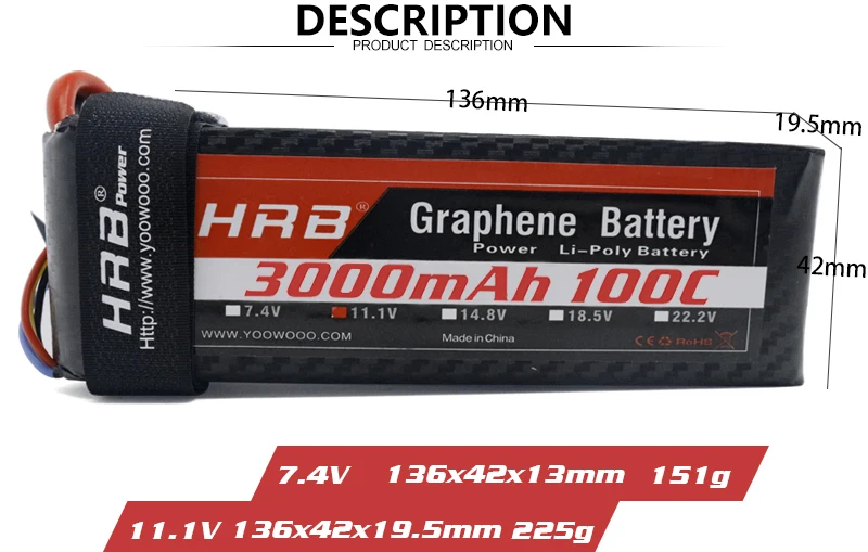 HRB Графен 2S 7,4 V 3000mah Lipo батарея 3S 11,1 V 4S 14,8 V 5S 18,5 V 6S 22,2 V 100C XT90 XT60 Deans T EC5 Запчасти для радиоуправляемых автомобилей и самолетов