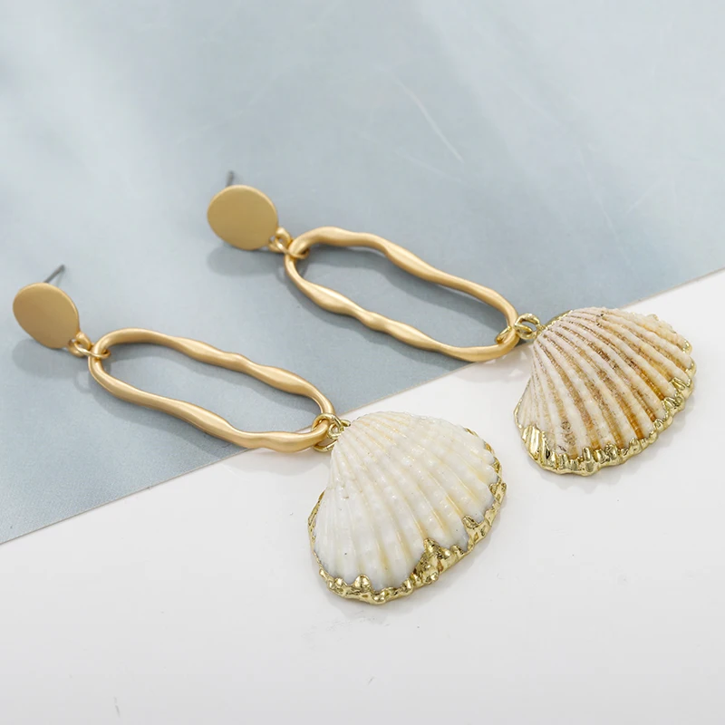 AENSOA, Boho, длинная оболочка, полый сплав, подвеска, массивные серьги, пляжные ювелирные изделия, уникальный дизайн, натуральные серьги для женщин, подарок