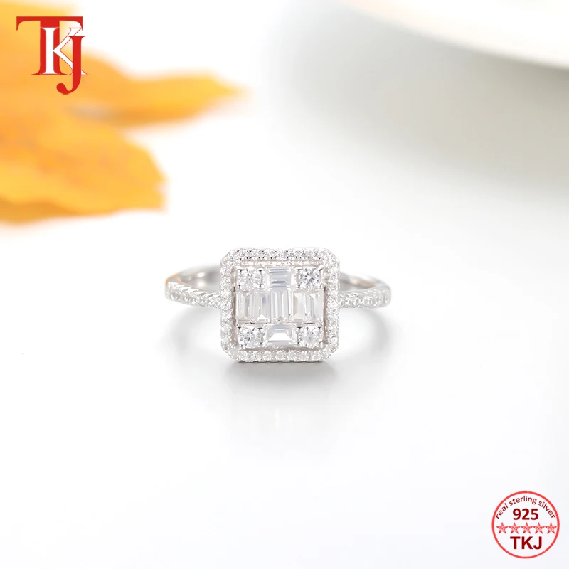 TKJ Baguette Cubic Zirconia Ring Sterling Silver 925 Wedding Ring-1