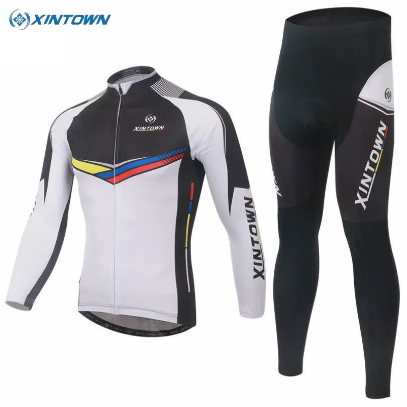 

XINTOWN Moutain Cycling Sets Mens Bike Team Bicycle Ropa Ciclismo Long sleeve cycling jersey Trouser (BIB) Pants Sets