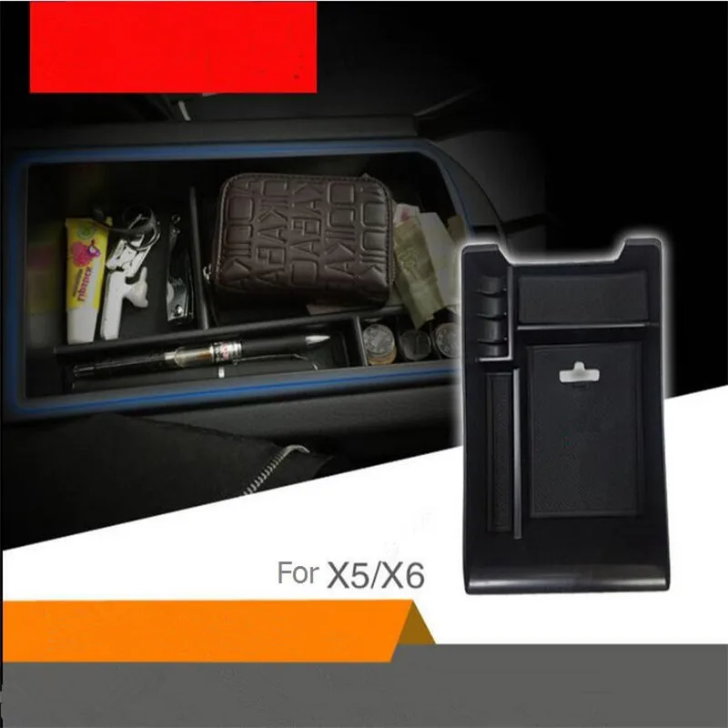 Автомобильный подлокотник центральный вторичный держатель отделение для хранения перчаток центральной консоли монета держатель сотового телефона контейнер для BMW X5 X4 X3 5GT F25 F15 - Название цвета: FOR X5 X6