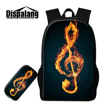 

Dispalang Women Men Backpack 2pcs Sets School Bags and Pencil Bags for Teenagers Music Note Printing Backpack With Pencil Case