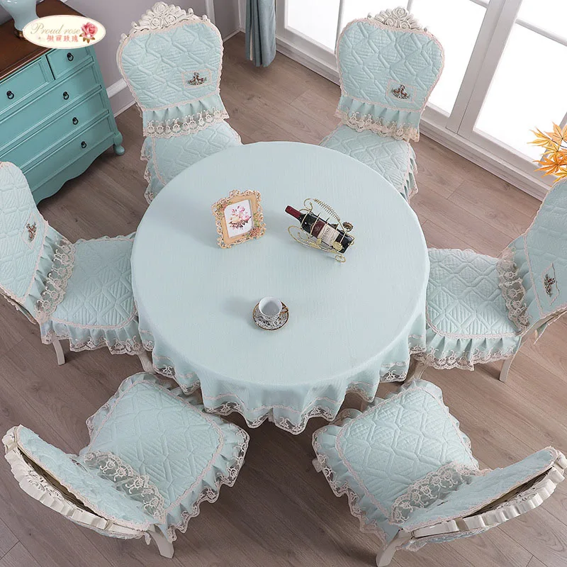 

Proud Rose Lace Linen Tablecloth Round Cover Cloth Chair Cover Solid Color Dining Elastic Chair Cushions Household Tablecloths