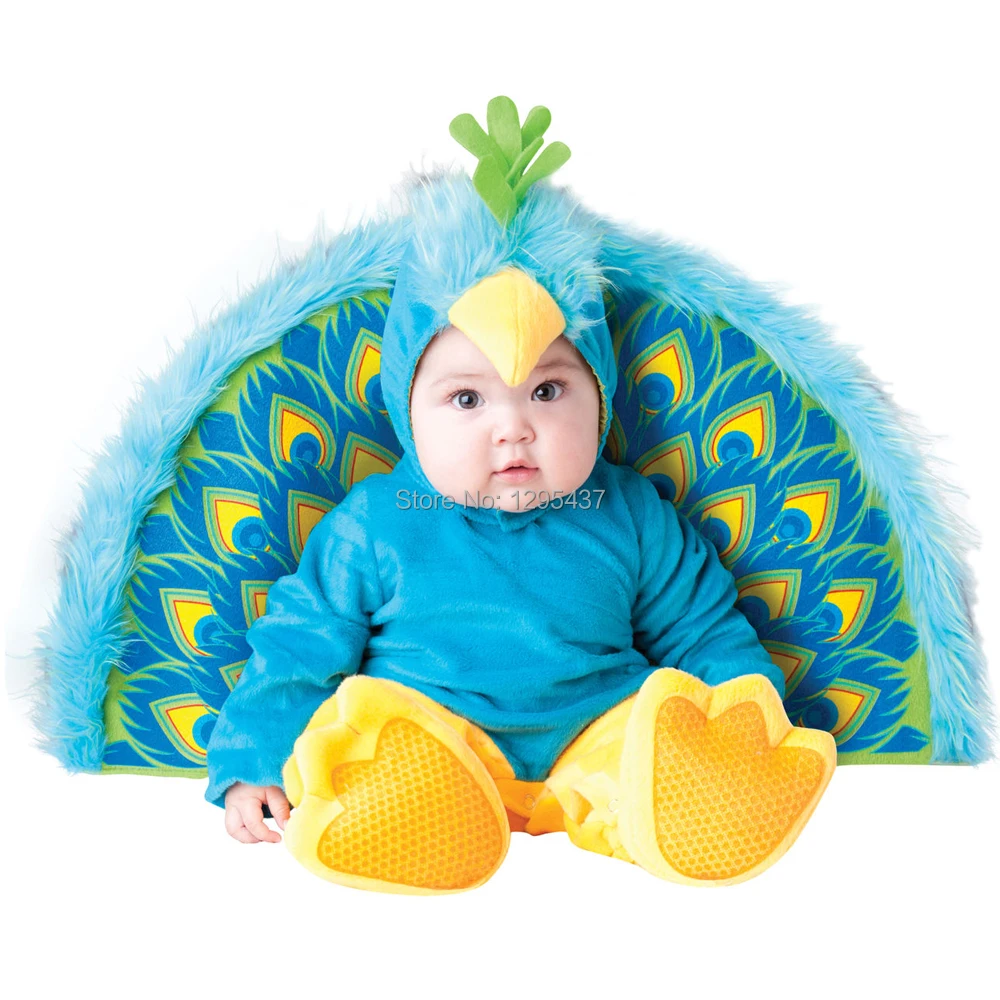 New Infant Toddler Baby Girls Boys Peacock Animal Costume Halloween Dress up Cosplay Outfits Purim Holiday Costume