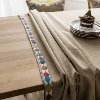 

Pure color table cloth Imitation cotton and linen small fresh plain embroidery modern simple table cloth plain color deskcloth