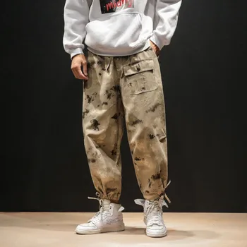 

Oversize M-5XL Streetwear Men loose desert camouflage overalls casual pants Chao men's hip-hop skateboard broad-legged pants