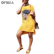 Opslea африканская Дашики стиль классический этнический принт мини платье африканские женщины Летние Стильные, с круглым вырезом под горло с короткими рукавами платье