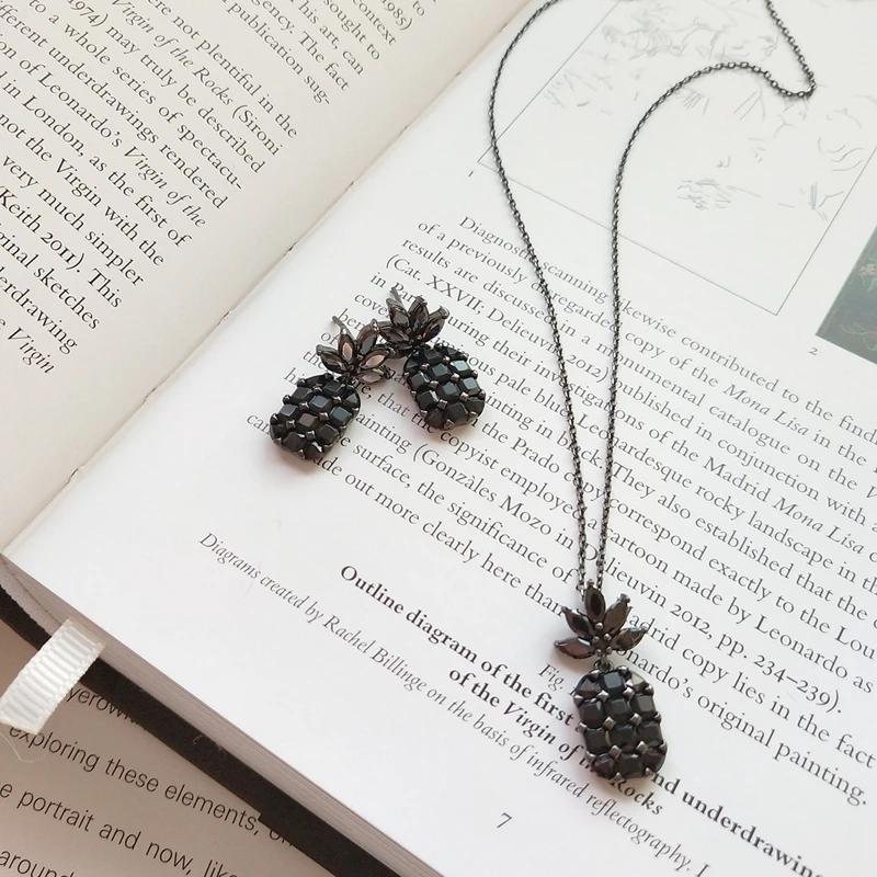 

Sterling 925 silver gun black agate pineapple necklace like you series tropical style elegant design necklace for women jewelry