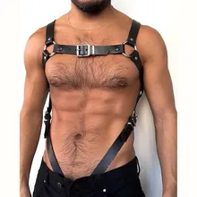 Men Leather Suspenders Belt Body Bondage Straps Fashion Adjustable Trousers Braces Suspender With Metal Clips Punk Harness Belts
