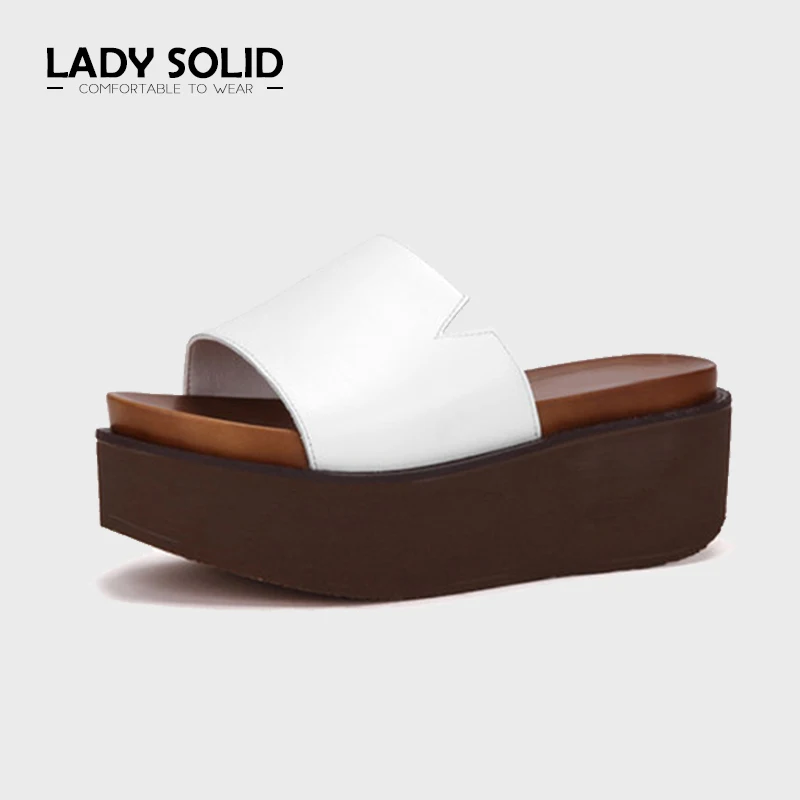 

2018 Summer Shoes Woman Flip Flops Genuine Leather Wedges Slides Women Slippers Sexy Female Shoes Platform Open Toes #60090