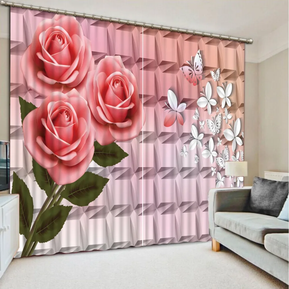 

Fashion 3d curtains Relief flower Bedding room 3D Curtains butterfly Home Decoration