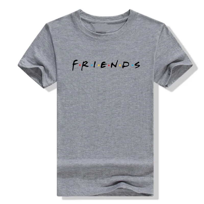 

Classical FRIENDS Letter Print Summer Tops Women Short Sleeve Casual T-Shirt Loose Polyester Cotton Knitted O-Neck Tees Shirt