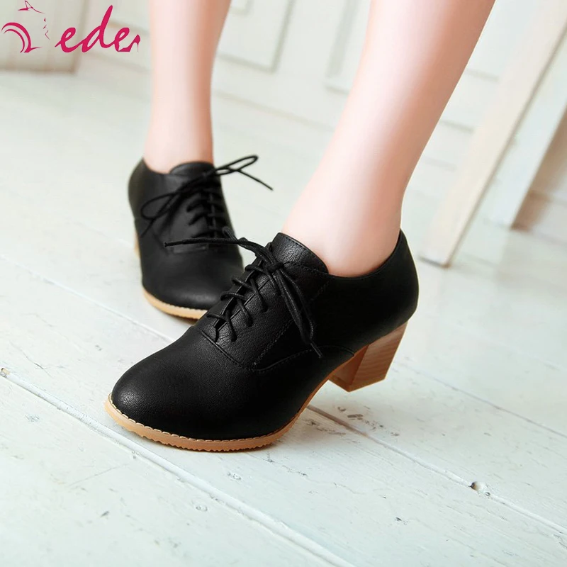 black oxford heels women's shoes