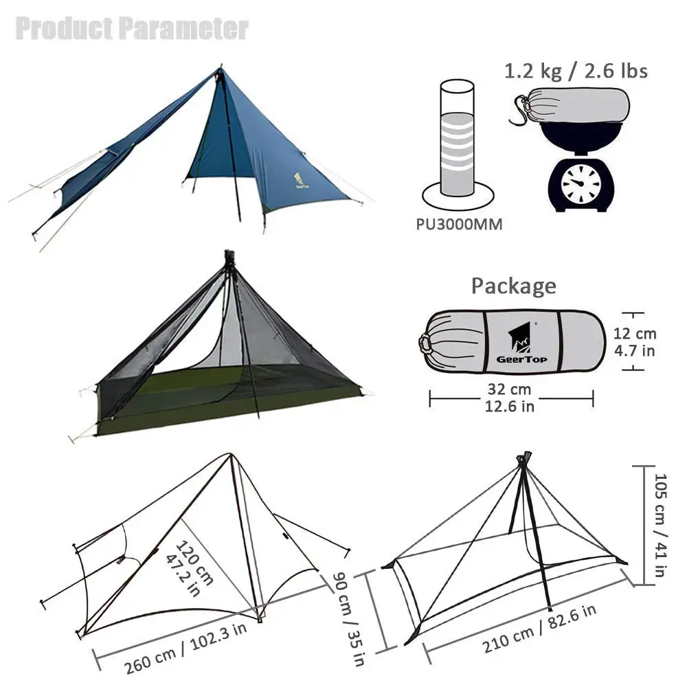 GeerTop Сверхлегкий один человек три сезона альпинизмом палатка Открытый Кемпинг туристическое снаряжение портативные походные палатки 1 3