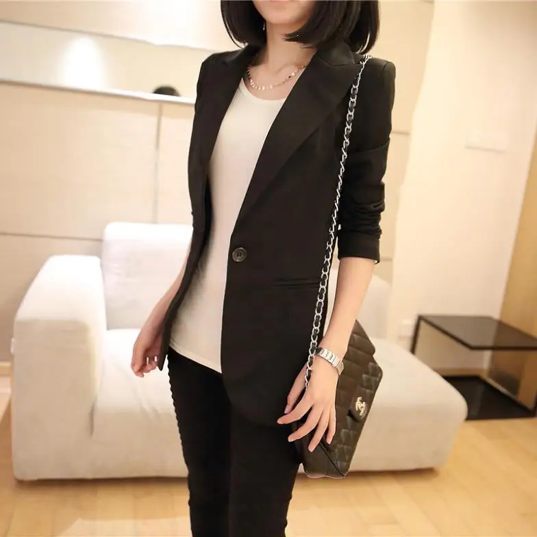 

2019 autumn winter female stylish cotton jackets coats womens lined striped formal suit outerwear ladies single button Jackets
